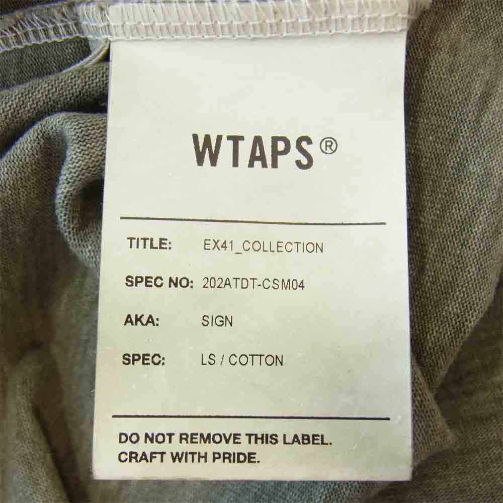 WTAPS ダブルタップス 20AW 202ATDT-CSM04 SIGN LS サイン ロングスリーブ 長袖 Tシャツ オリーブ L【中古】