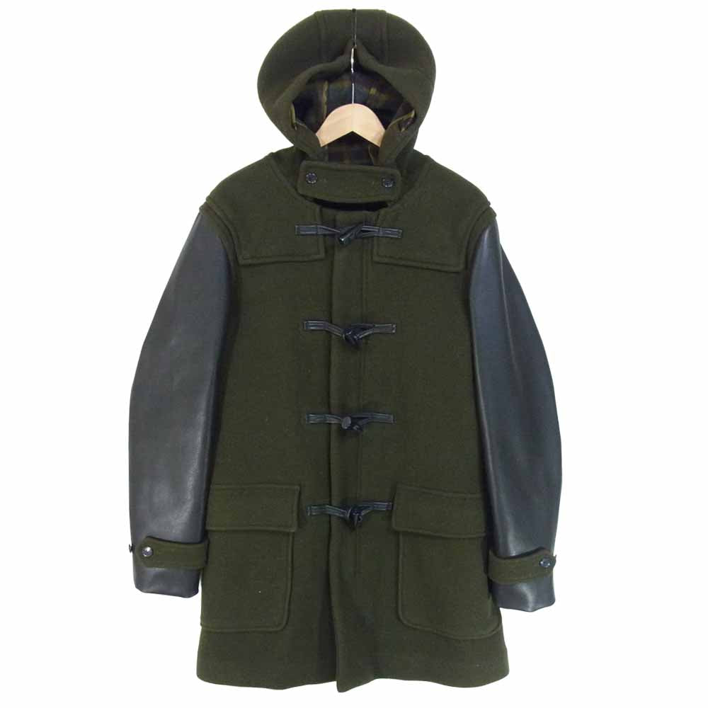 MARC BY MARC JACOBS マークバイマークジェイコブス M4001659 袖レザー ダッフル コート モスグリーン系 XS【美品】【中古】