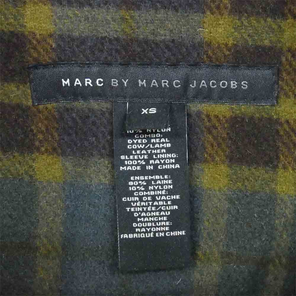 MARC BY MARC JACOBS マークバイマークジェイコブス M4001659 袖レザー ダッフル コート モスグリーン系 XS【美品】【中古】