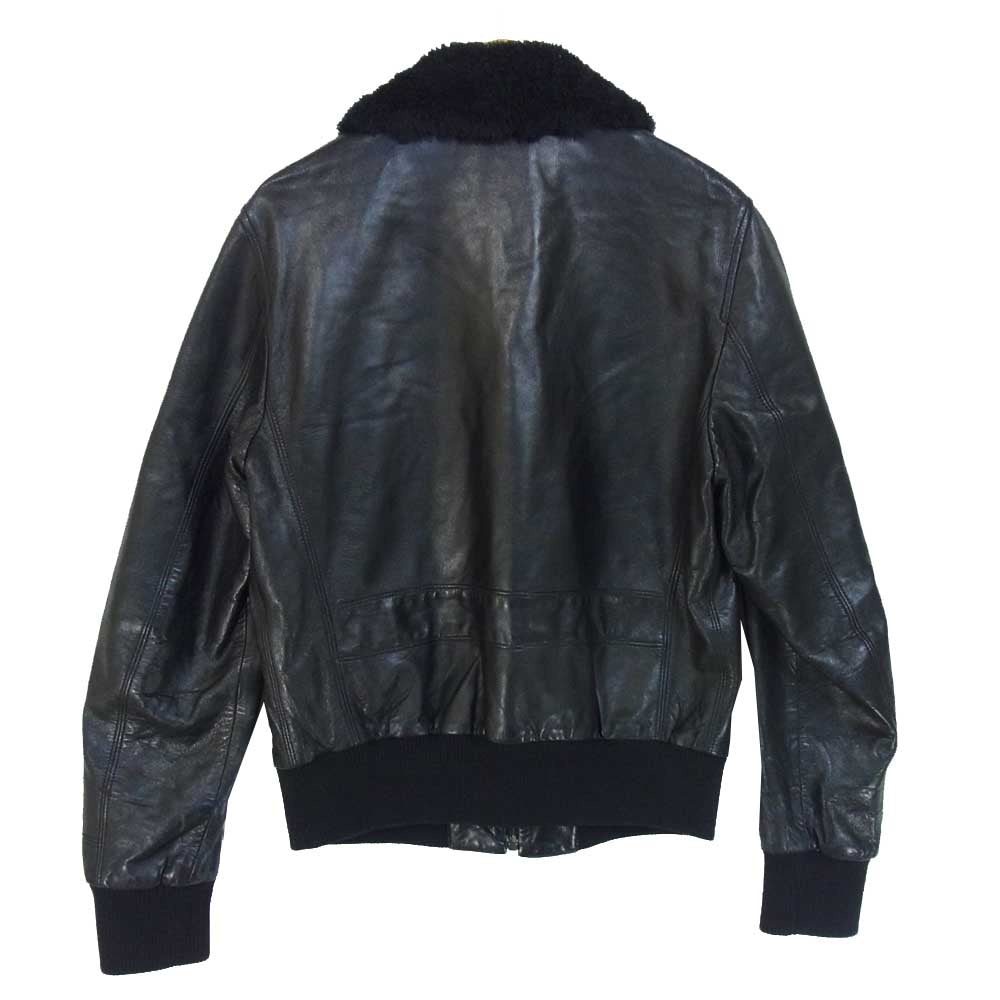 YVES SAINT LAURENT イヴサンローラン 襟ボア レザー ブルゾン ジャケット ブラック系 50【中古】