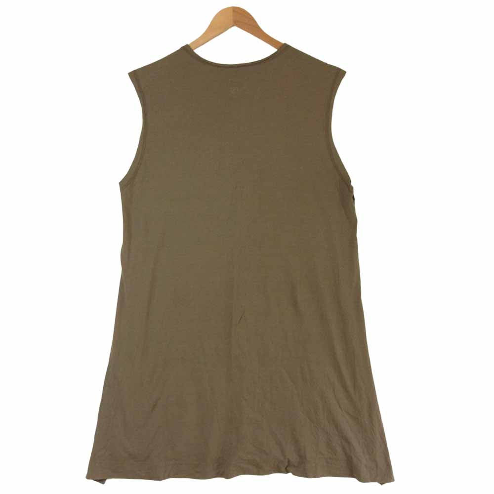 ISSEY MIYAKE イッセイミヤケ オムプリッセ HOMME PLISSE ビッグシルエット サイドスリット ノースリーブ カットソー カーキ系 3【中古】