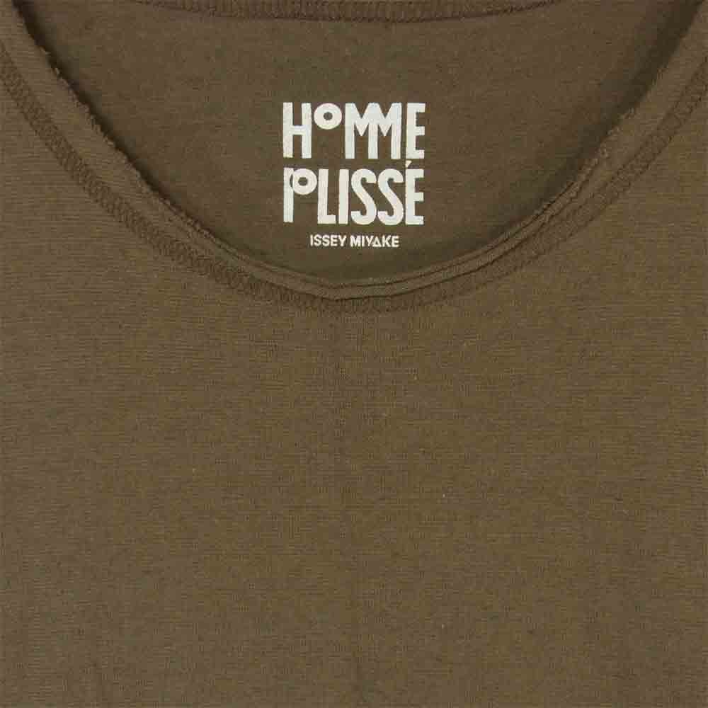 ISSEY MIYAKE イッセイミヤケ オムプリッセ HOMME PLISSE ビッグシルエット サイドスリット ノースリーブ カットソー カーキ系 3【中古】