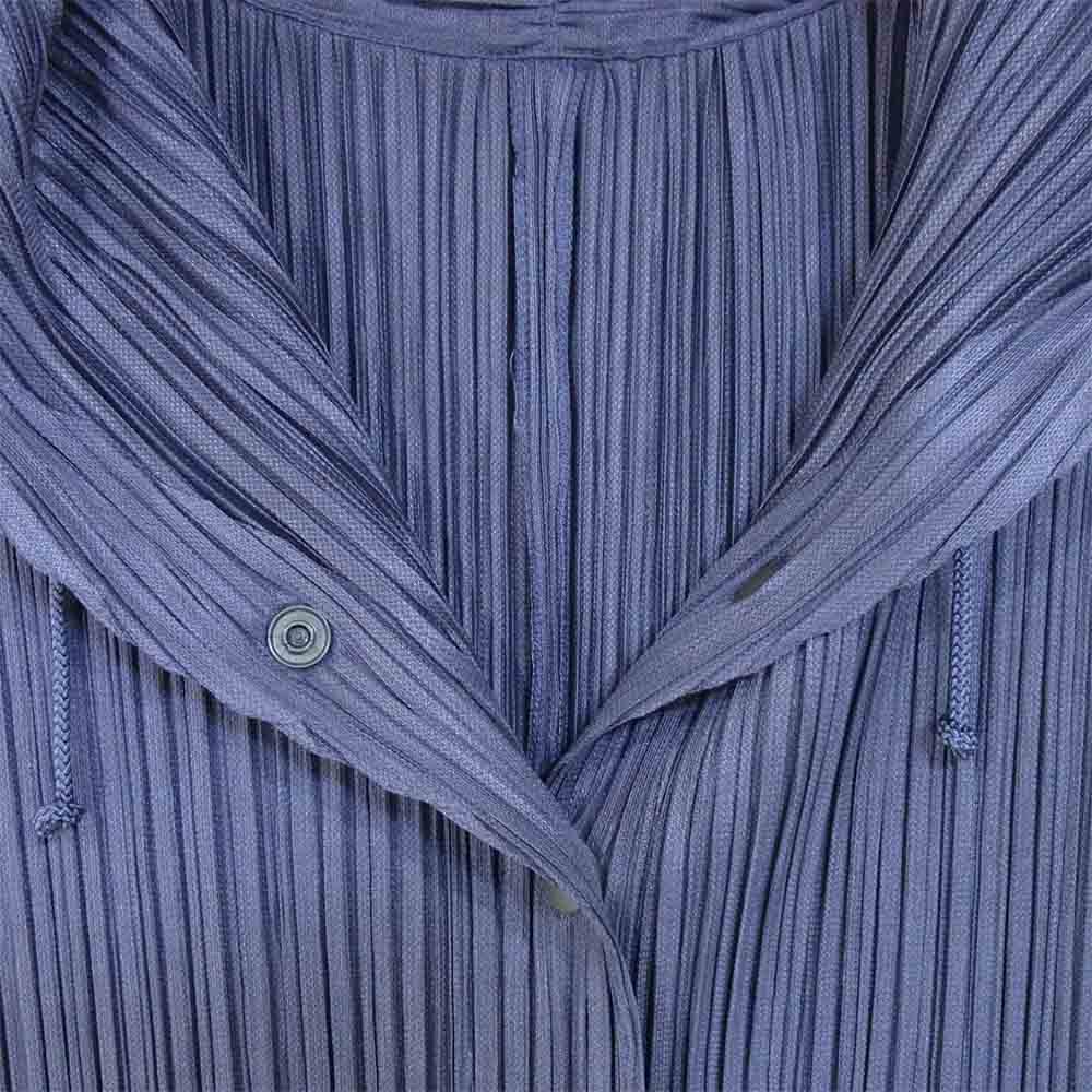 PLEATS PLEASE プリーツプリーズ PP53-JE413 ISSEY MIYAKE イッセイミヤケ プリーツ加工 ノースリーブ スナップ パーカー 青灰系 4【美品】【中古】
