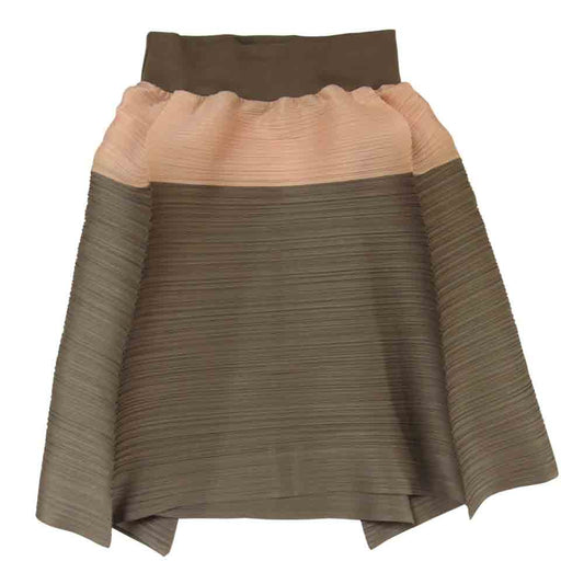 PLEATS PLEASE プリーツプリーズ PP41-JG591 ISSEY MIYAKE イッセイミヤケ バイカラー 横プリーツ タックフレア スカート ピンク系 グレー系 3【美品】【中古】