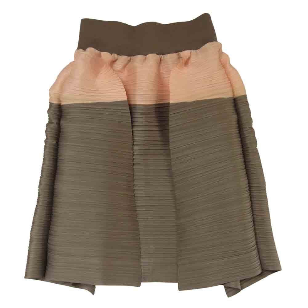 PLEATS PLEASE プリーツプリーズ PP41-JG591 ISSEY MIYAKE イッセイミヤケ バイカラー 横プリーツ タックフレア スカート ピンク系 グレー系 3【美品】【中古】