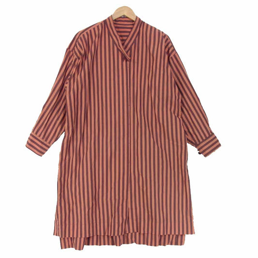 PLEATS PLEASE プリーツプリーズ イッセイミヤケ PP93-FJ531 ISSEY MIYAKE イッセイミヤケ バックプリーツ加工 ストライプ コート オレンジ系 3【中古】