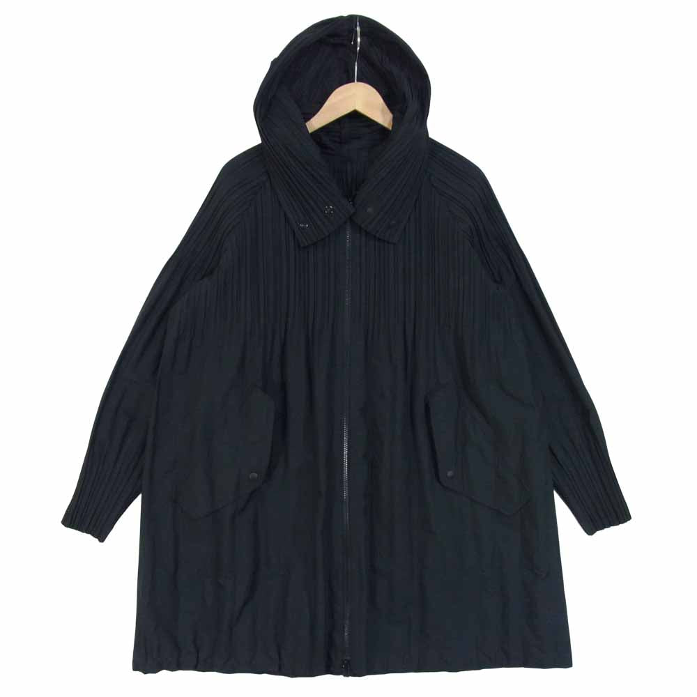 PLEATS PLEASE プリーツプリーズ PP51-ZA882 ISSEY MIYAKE イッセイミヤケ JAUNTY COAT プリーツ加工 フーデッド コート ブラック系 4【中古】