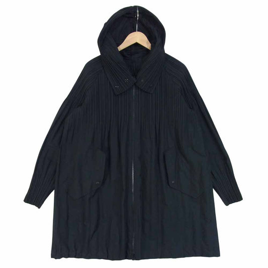 PLEATS PLEASE プリーツプリーズ PP51-ZA882 ISSEY MIYAKE イッセイミヤケ JAUNTY COAT プリーツ加工 フーデッド コート ブラック系 4【中古】