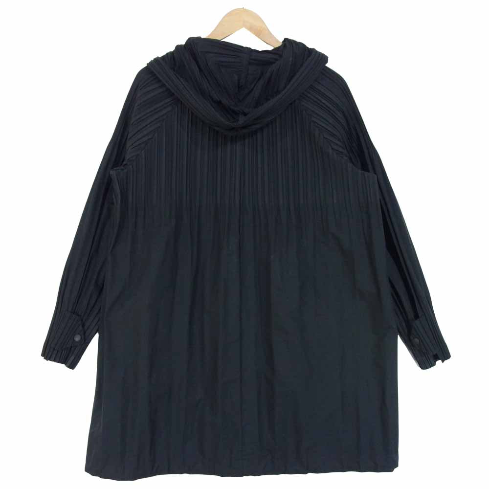PLEATS PLEASE プリーツプリーズ PP51-ZA882 ISSEY MIYAKE イッセイミヤケ JAUNTY COAT プリーツ加工 フーデッド コート ブラック系 4【中古】
