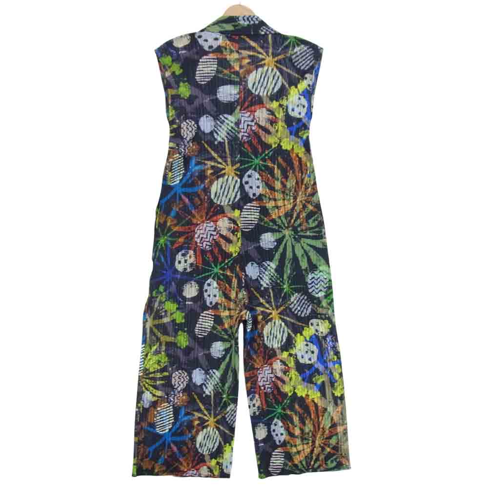 PLEATS PLEASE プリーツプリーズ PP61-JI633 ISSEY MIYAKE イッセイミヤケ 総柄 ノースリーブ オールインワン ブラック系 4【美品】【中古】