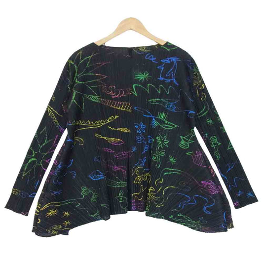 PLEATS PLEASE プリーツプリーズ PP93-JK711 ISSEY MIYAKE イッセイミヤケ IN HER DREAM 変形 総柄 カットソー ブラック系 3【美品】【中古】