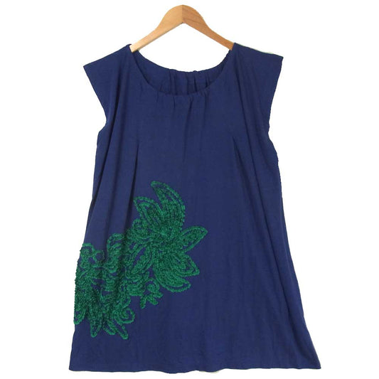 ISSEY MIYAKE イッセイミヤケ MI24JH271 me ミー ボタニカル 刺繍 ノースリーブ ワンピース 青紫系【中古】