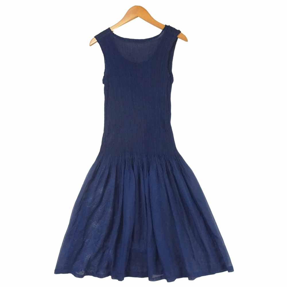 ISSEY MIYAKE イッセイミヤケ MI81FH433 me ミー フラワー 刺繍 ノースリーブ ワンピース ネイビー系【中古】