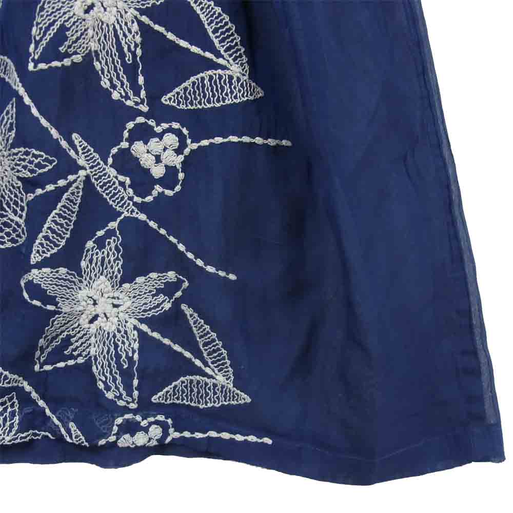 ISSEY MIYAKE イッセイミヤケ MI81FH433 me ミー フラワー 刺繍 ノースリーブ ワンピース ネイビー系【中古】