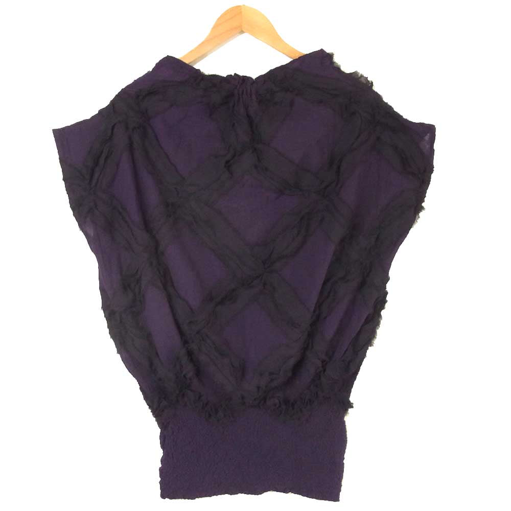 ISSEY MIYAKE イッセイミヤケ MI04FT402 me ミー シフォン×縮緬 フレンチスリーブ カットソー パープル系【中古】