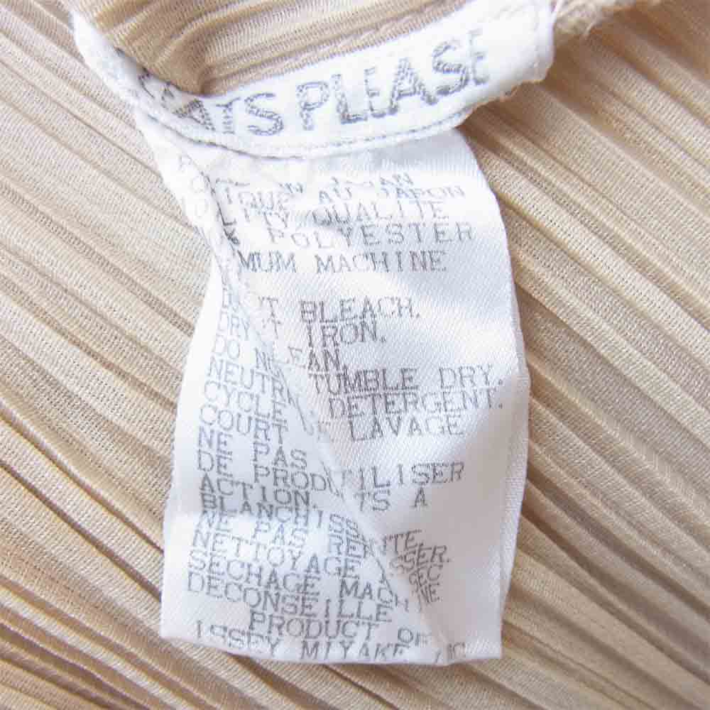 PLEATS PLEASE プリーツプリーズ PP04-JK624 イッセイミヤケ ISSEY MIYAKE プリーツ加工 オープンカラー ブラウス ベージュ系 3【中古】