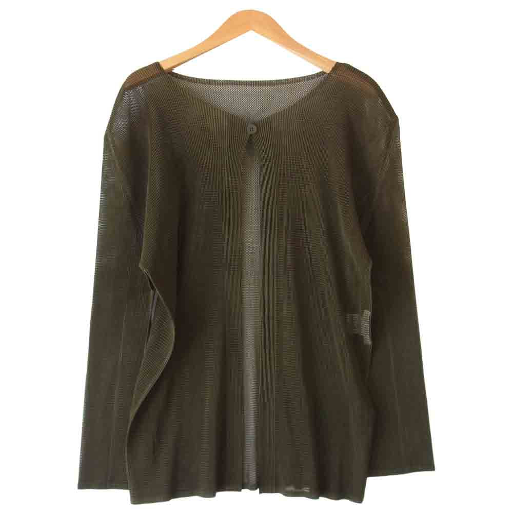 PLEATS PLEASE プリーツプリーズ PP13-F0255 イッセイミヤケ ISSEY MIYAKE プリーツ加工 メッシュ カーディガン カーキ カーキ系 3【美品】【中古】