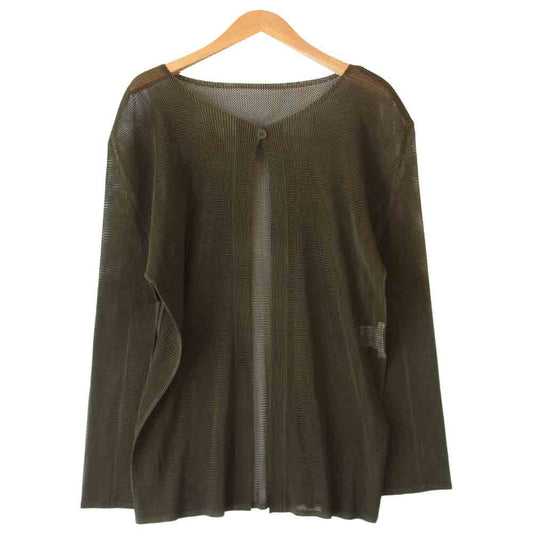 PLEATS PLEASE プリーツプリーズ PP13-F0255 イッセイミヤケ ISSEY MIYAKE プリーツ加工 メッシュ カーディガン カーキ カーキ系 3【美品】【中古】
