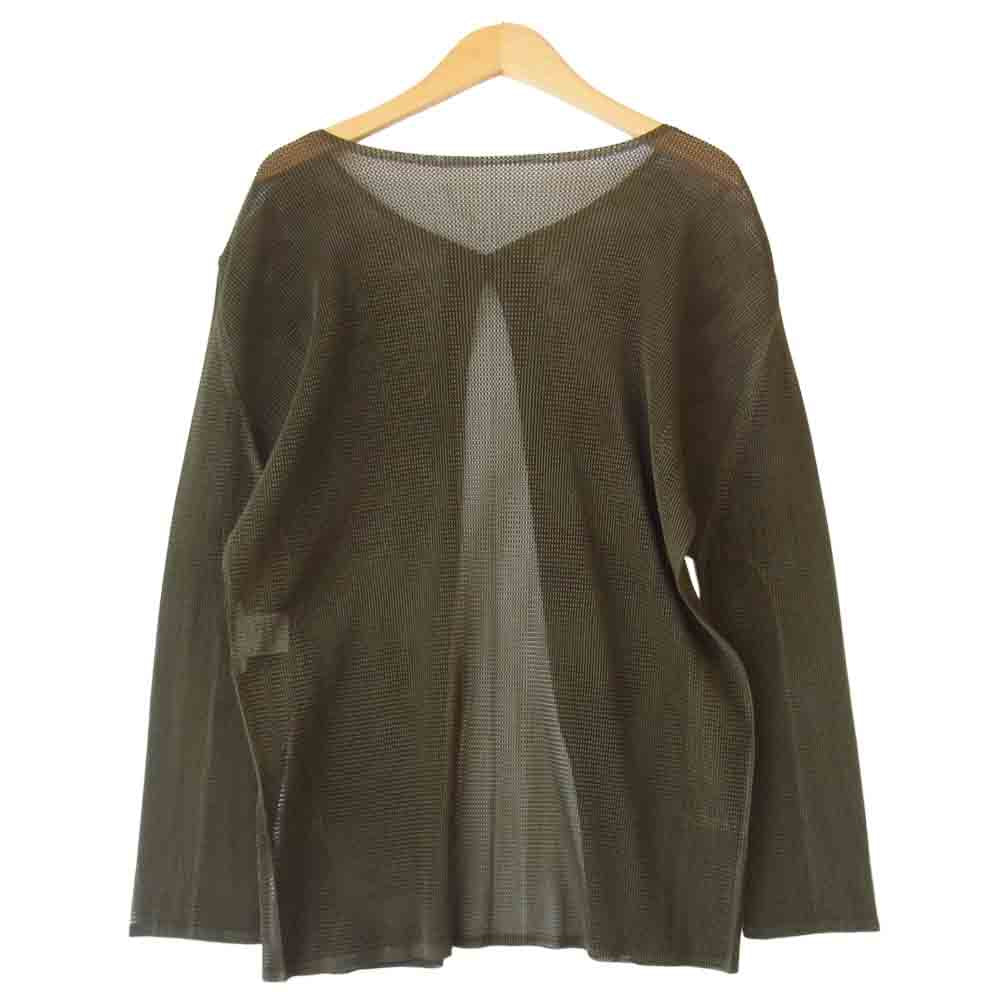 PLEATS PLEASE プリーツプリーズ PP13-F0255 イッセイミヤケ ISSEY MIYAKE プリーツ加工 メッシュ カーディガン カーキ カーキ系 3【美品】【中古】