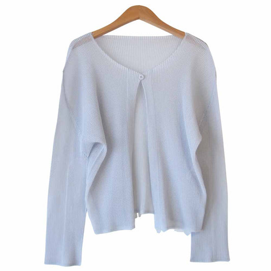 PLEATS PLEASE プリーツプリーズ PP23-F0254 イッセイミヤケ ISSEY MIYAKE プリーツ加工 メッシュ カーディガン グレー グレー系 3【美品】【中古】