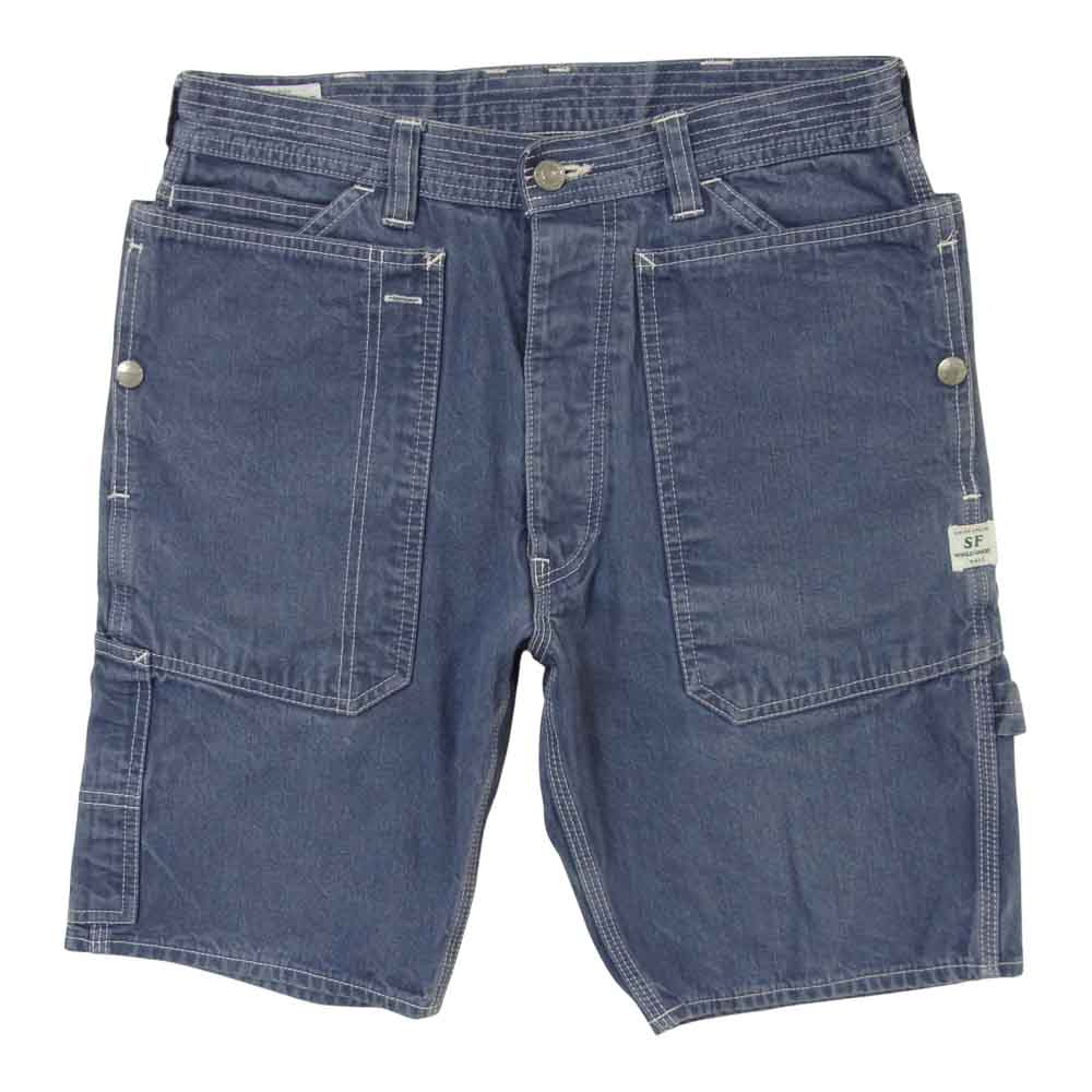 SASAFRAS ササフラス FALL LEAF PANTS 1/2 フォールリーフ ショーツ ショートパンツ インディゴブルー系 S【中古】