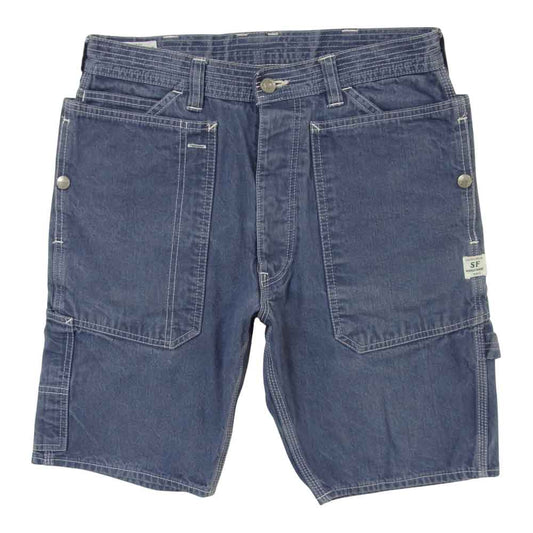 SASAFRAS ササフラス FALL LEAF PANTS 1/2 フォールリーフ ショーツ ショートパンツ インディゴブルー系 S【中古】