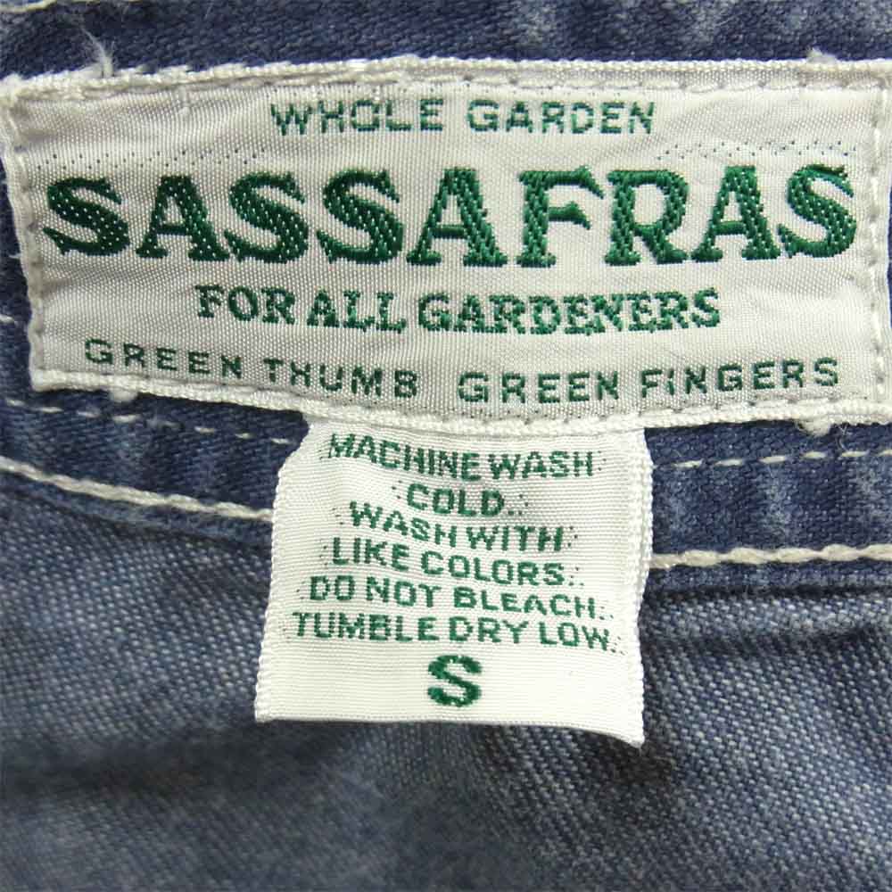 SASAFRAS ササフラス FALL LEAF PANTS 1/2 フォールリーフ ショーツ ショートパンツ インディゴブルー系 S【中古】