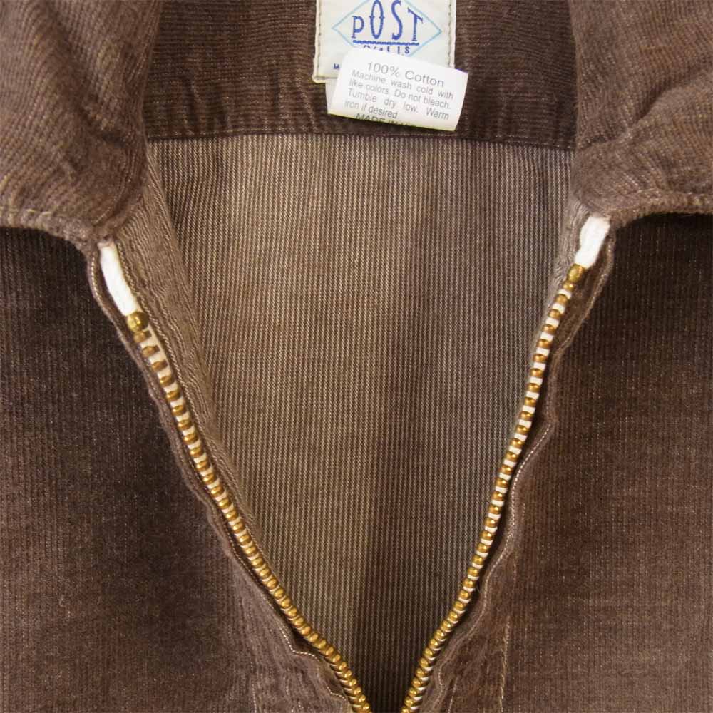 POST OVERALLS ポストオーバーオールズ コーヂュロイ ハーフジップ プルオーバー 半袖 シャツ ブラウン系 S【中古】