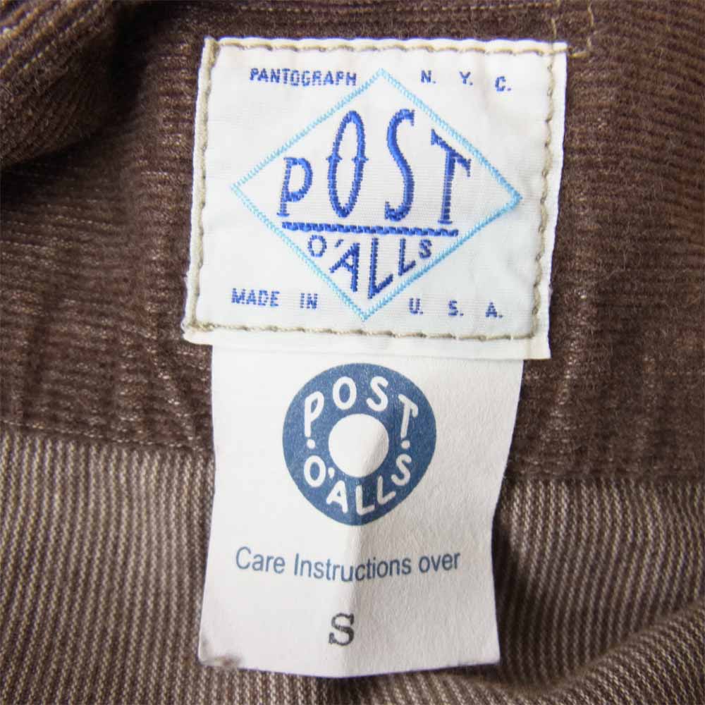 POST OVERALLS ポストオーバーオールズ コーヂュロイ ハーフジップ プルオーバー 半袖 シャツ ブラウン系 S【中古】