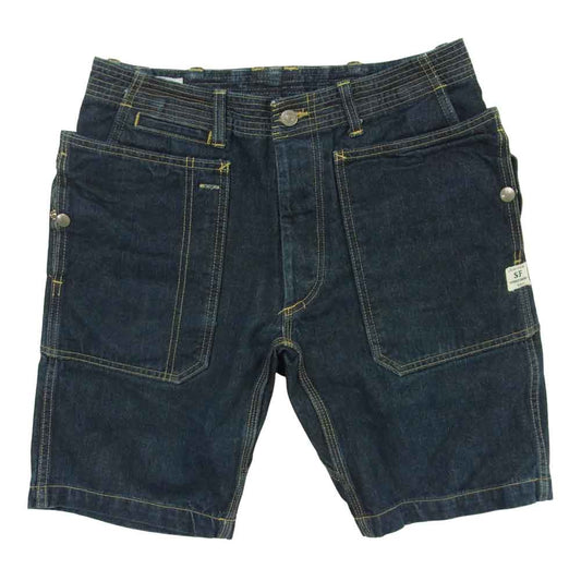 SASAFRAS ササフラス FALL LEAF SPRAYER PANTS 1/2 フォールリーフ スプレイヤー デニム ショーツ ショートパンツ インディゴブルー系 S【中古】