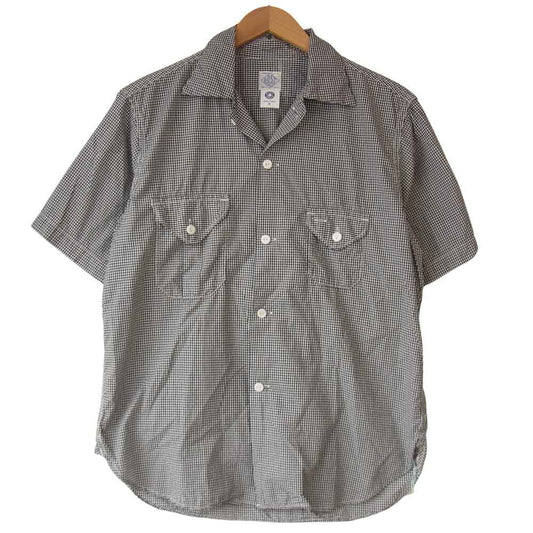 POST OVERALLS ポストオーバーオールズ E-Z Cruz Shirts short sleeve ギンガム 半袖 シャツ 黒×白 M【中古】