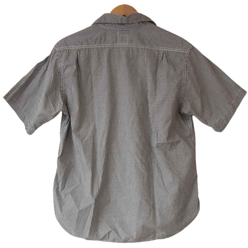 POST OVERALLS ポストオーバーオールズ E-Z Cruz Shirts short sleeve ギンガム 半袖 シャツ 黒×白 M【中古】