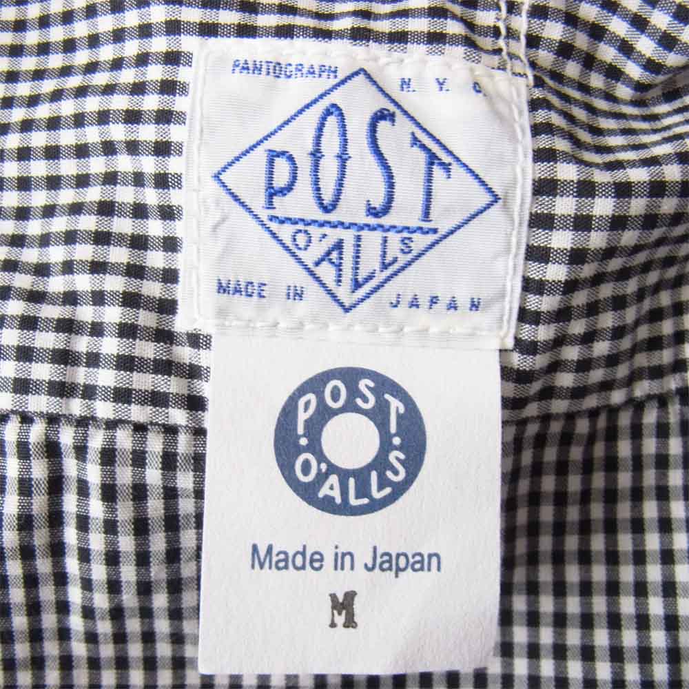 POST OVERALLS ポストオーバーオールズ E-Z Cruz Shirts short sleeve ギンガム 半袖 シャツ 黒×白 M【中古】