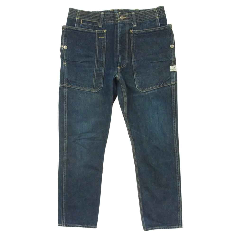SASAFRAS ササフラス FALL LEAF SPRAYER PANTS DENIM フォールリーフ スプレイヤー デニムパンツ インディゴブルー系 S【中古】