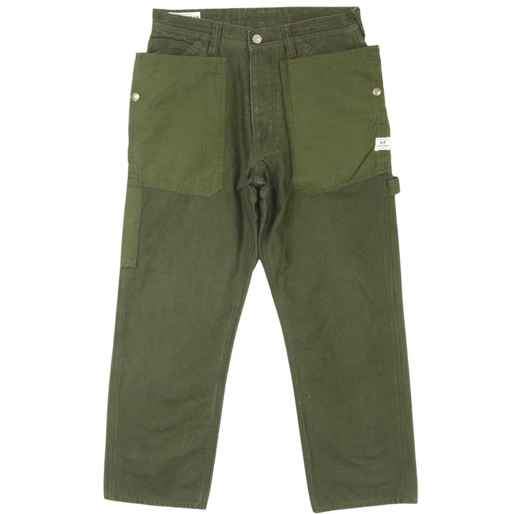 SASAFRAS ササフラス FALL LEAF GARDENER PANTS フォール リーフ ガーデナー コットン パンツ カーキ系 S【中古】