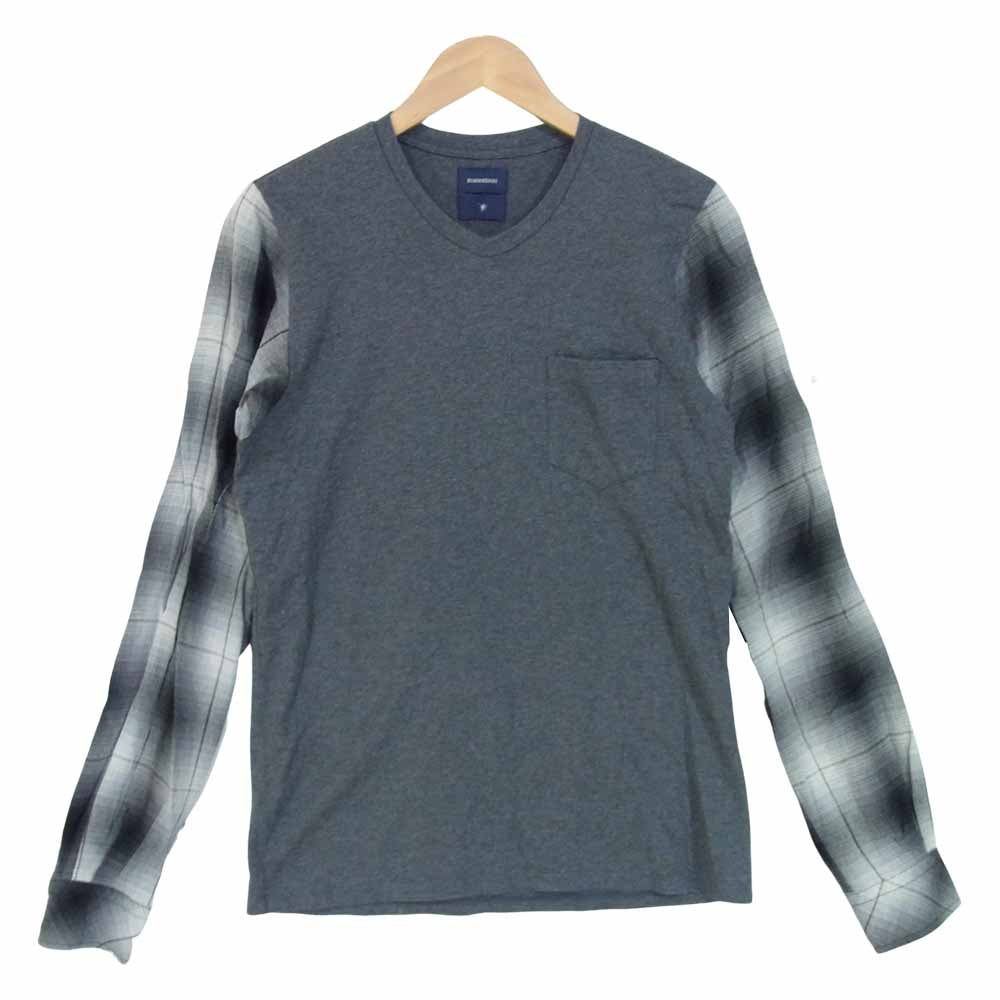 MIHARA YASUHIRO ミハラヤスヒロ 81663758 袖オンブレチェック 切替 ポケット付 カットソー グレー系 48【中古】