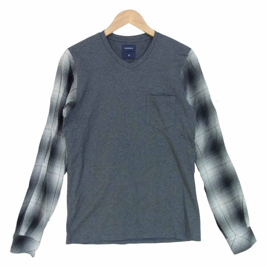MIHARA YASUHIRO ミハラヤスヒロ 81663758 袖オンブレチェック 切替 ポケット付 カットソー グレー系 48【中古】