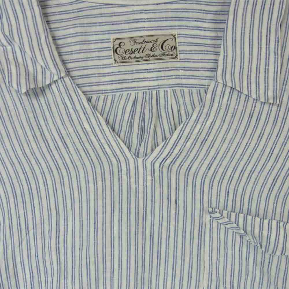 イーセットアンドコー 17SS S042 PULLOVER SHIRT プルオーバー 長袖 シャツ ホワイト系 ライトブルー系 38【中古】