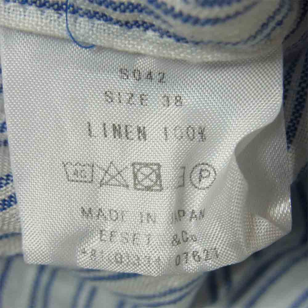 イーセットアンドコー 17SS S042 PULLOVER SHIRT プルオーバー 長袖 シャツ ホワイト系 ライトブルー系 38【中古】