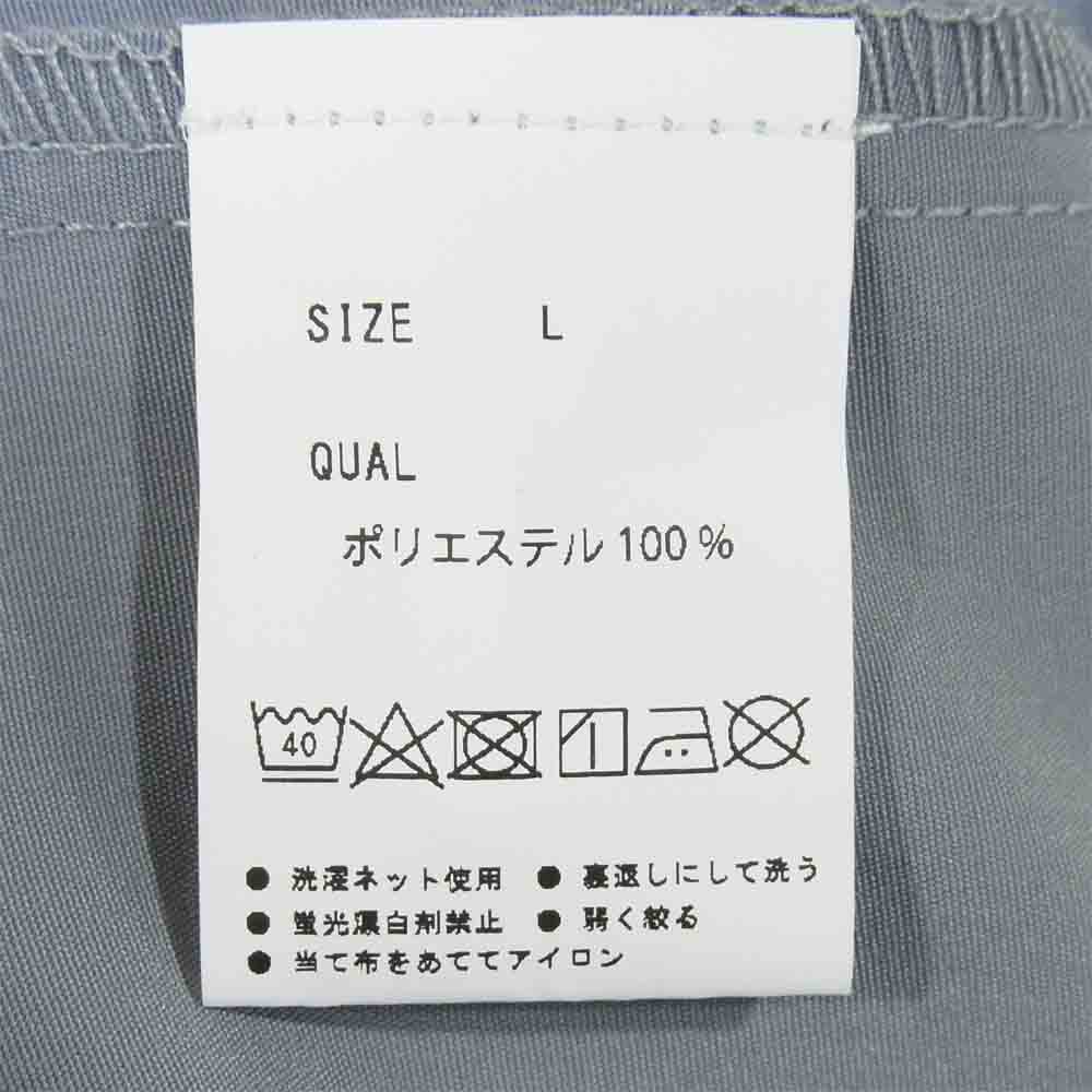 ロンリー オープンカラー 半袖 ロゴ シャツ USA製 論理 ポリエステル ブルーグレー系 L【中古】