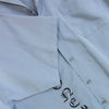 ロンリー オープンカラー 半袖 ロゴ シャツ USA製 論理 ポリエステル ブルーグレー系 L【中古】