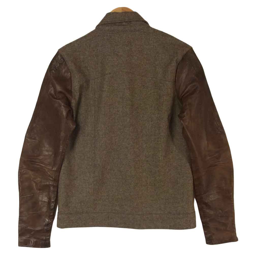 ODYN VOVK 袖カウレザー 切替 ジャケット アメリカ製 ブラウン系 グレイッシュブラウン系 S【中古】