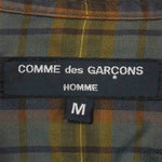 COMME des GARCONS HOMME コムデギャルソンオム AD2003 HM-B010 CHECK SHIRT チェック 長袖 シャツ カーキ系 ブラウン系 M【中古】