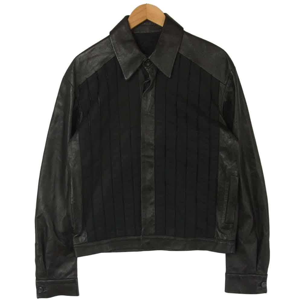 dirk schonberger ダークショーンベルガー フロント 切替 レザー ジャケット イタリア製 ブラック系 50【中古】
