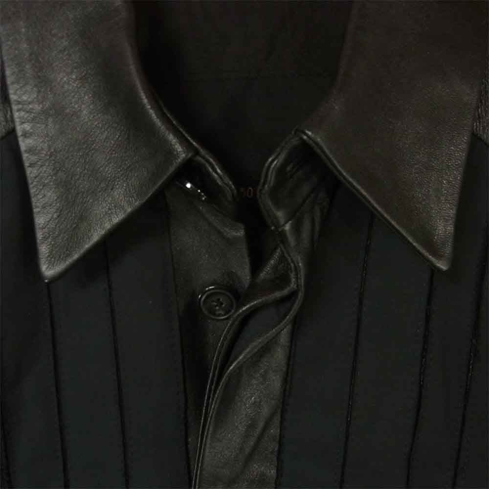 dirk schonberger ダークショーンベルガー フロント 切替 レザー ジャケット イタリア製 ブラック系 50【中古】