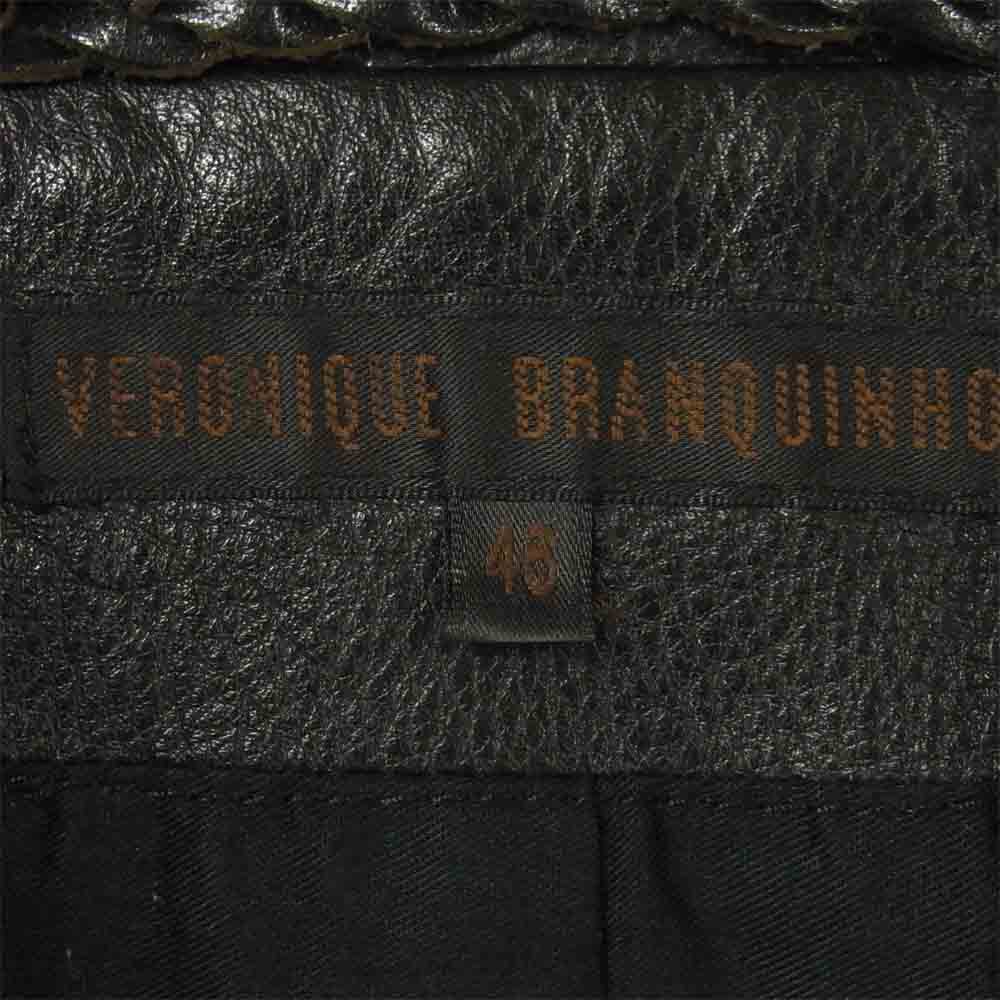 Veronique BRANQUINHO ヴェロニクブランキーノ リブ レザー ブルゾン ジャケット ベルギー製 ブラック系 46【美品】【中古】