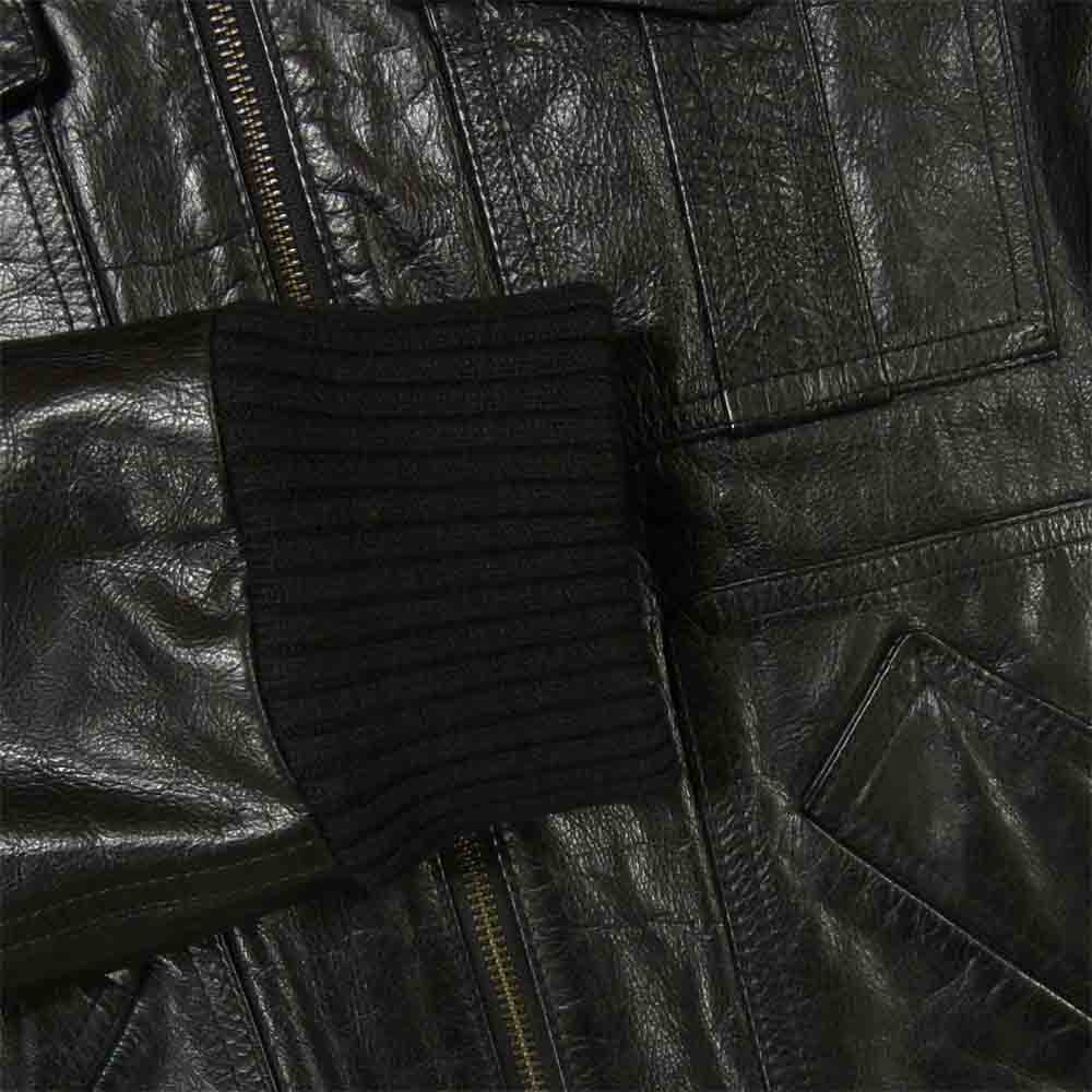 Veronique BRANQUINHO ヴェロニクブランキーノ リブ レザー ブルゾン ジャケット ベルギー製 ブラック系 46【美品】【中古】