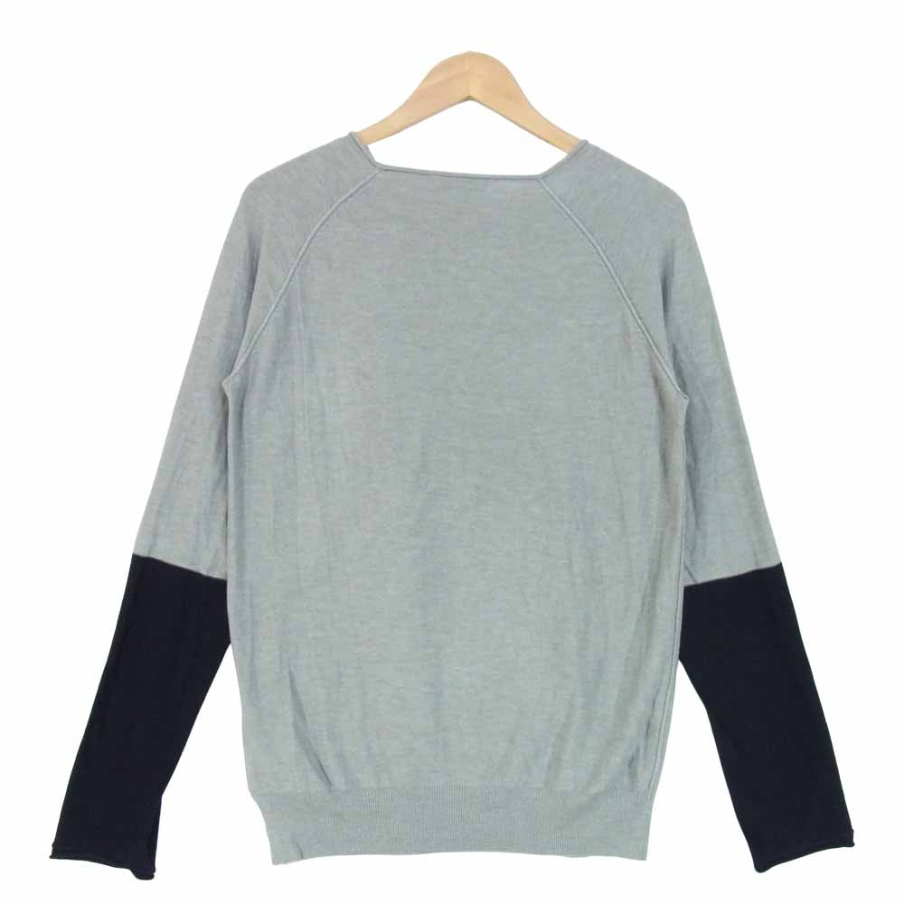 ティーバイアレキサンダーワン シルク混 バイカラー ニット 袖カラー グレー系 S【中古】