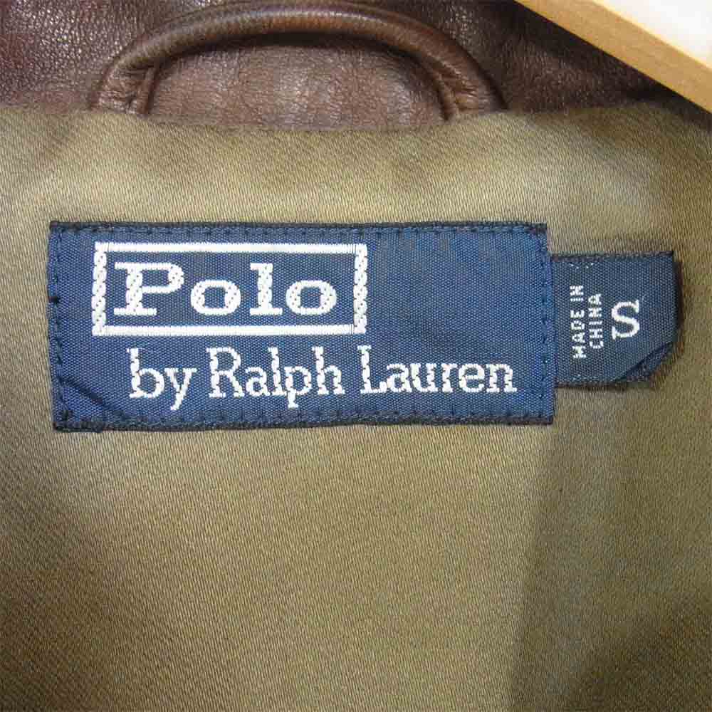 POLO RALPH LAUREN ポロ・ラルフローレン 国内正規品 ホースハイド レザー ダブル ライダース ジャケット ブラウン系 S【中古】