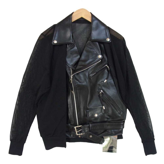 TOGA トーガ 15SS TV-FC333 カウハイド メッシュ 切替 レザー ライダース ジャケット ブラック系 44【美品】【中古】